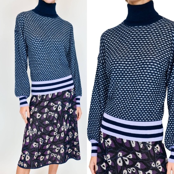 NWT Happy Sheep Turtleneck Ugly Sweater Pullover Fair Isle Striped Cashmere XS - Picture 3 of 12